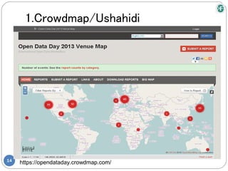 1.Crowdmap/Ushahidi




14
     https://opendataday.crowdmap.com/
 