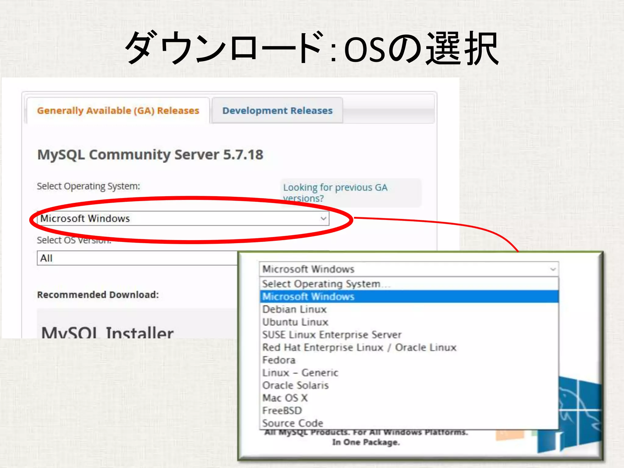 ダウンロード：OSの選択
 