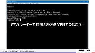 ヤマハルーターで自宅とさくらをVPNでつなごう！
ヤマハルーターとクラウドをVPNで繋いでDaaS環境を構築しよう 26
 
