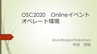 OSC2020 Onlineイベント
オペレート環境
SoundSupportNakamura
中村 涼弥
1
 
