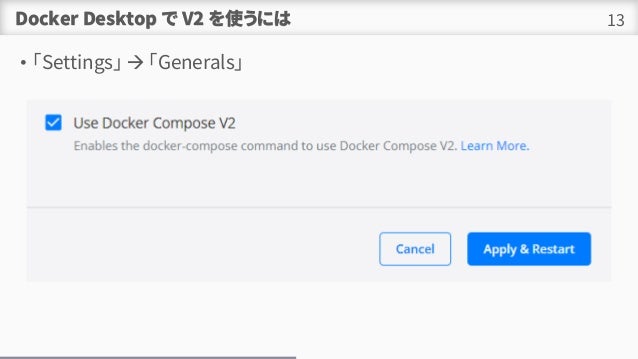 Docker Desktop  V2 ʹˤ
? Settings  Generals
13
 