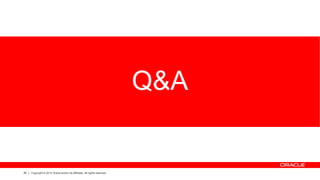 Q&A


30   Copyright © 2012 Oracle and/or its affiliates. All rights reserved.
 