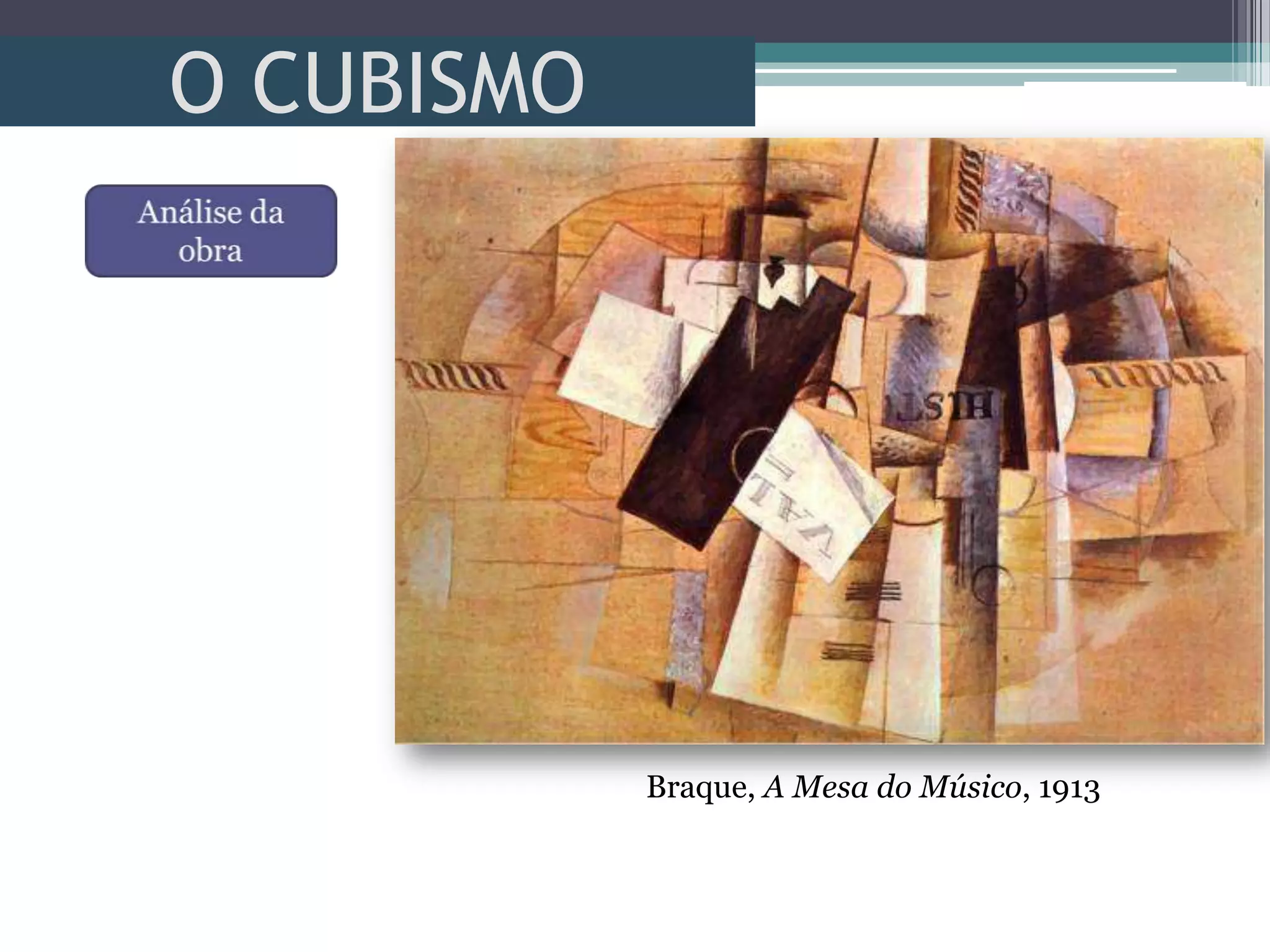 O CUBISMO
Braque, A Mesa do Músico, 1913
 