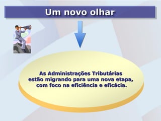 Um novo olhar




    As Administrações Tributárias
estão migrando para uma nova etapa,
   com foco na eficiência e eficácia.
 