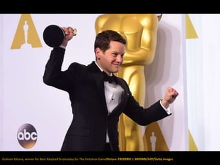 Graham Moore, winner for Best Adapted Screenplay for The Imitation GamePicture: FREDERIC J. BROWN/AFP/Getty Images
 