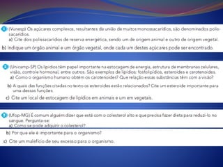 Os carboidratos de reserva e os lipídios