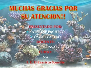 PRESENTADO POR:
 KATERINE PACHECO
    OSCAR CASTRO
       DOCENTE:
  DARLIS MONSALVO
         CURSO:
           6°A
I. E. D Evaristo Sourdis
 