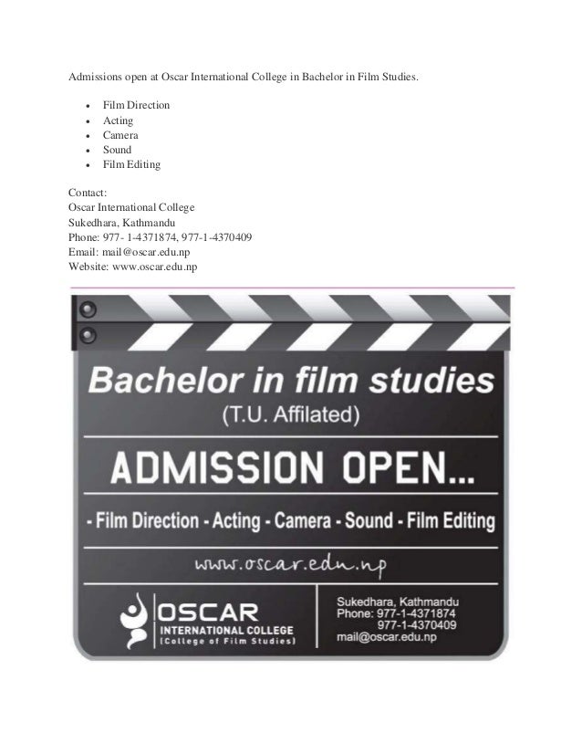 Oscar International College invites applications for Bachelor in Film…