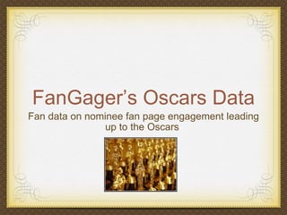 FanGager’s Oscars Data Fan data on nominee fan page engagement leading up to the Oscars  