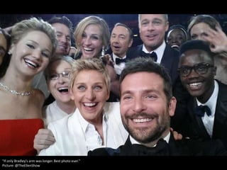 "If only Bradley's arm was longer. Best photo ever."
Picture: @TheEllenShow

 