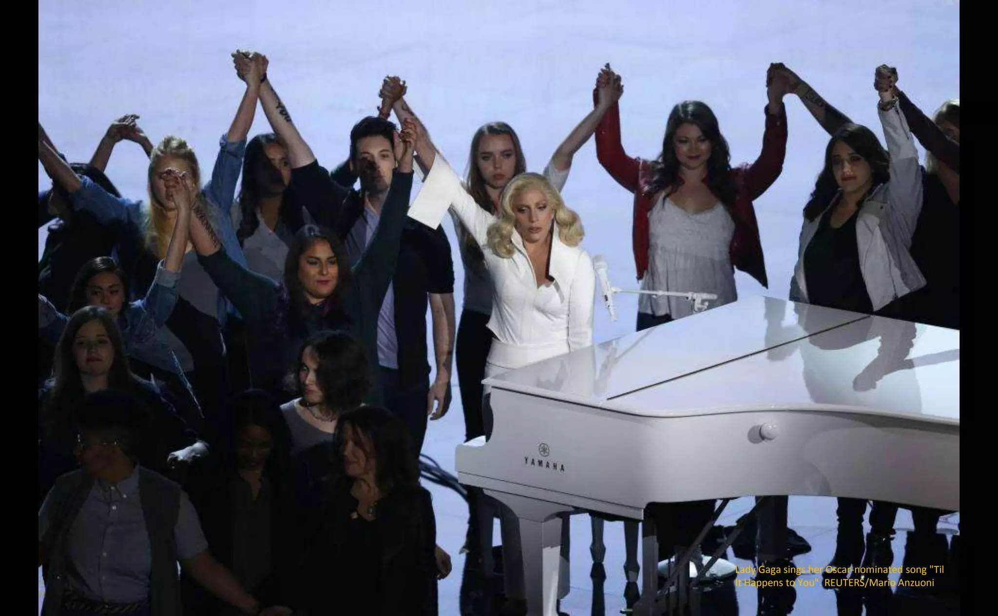 Lady Gaga sings her Oscar-nominated song "Til
It Happens to You". REUTERS/Mario Anzuoni
 