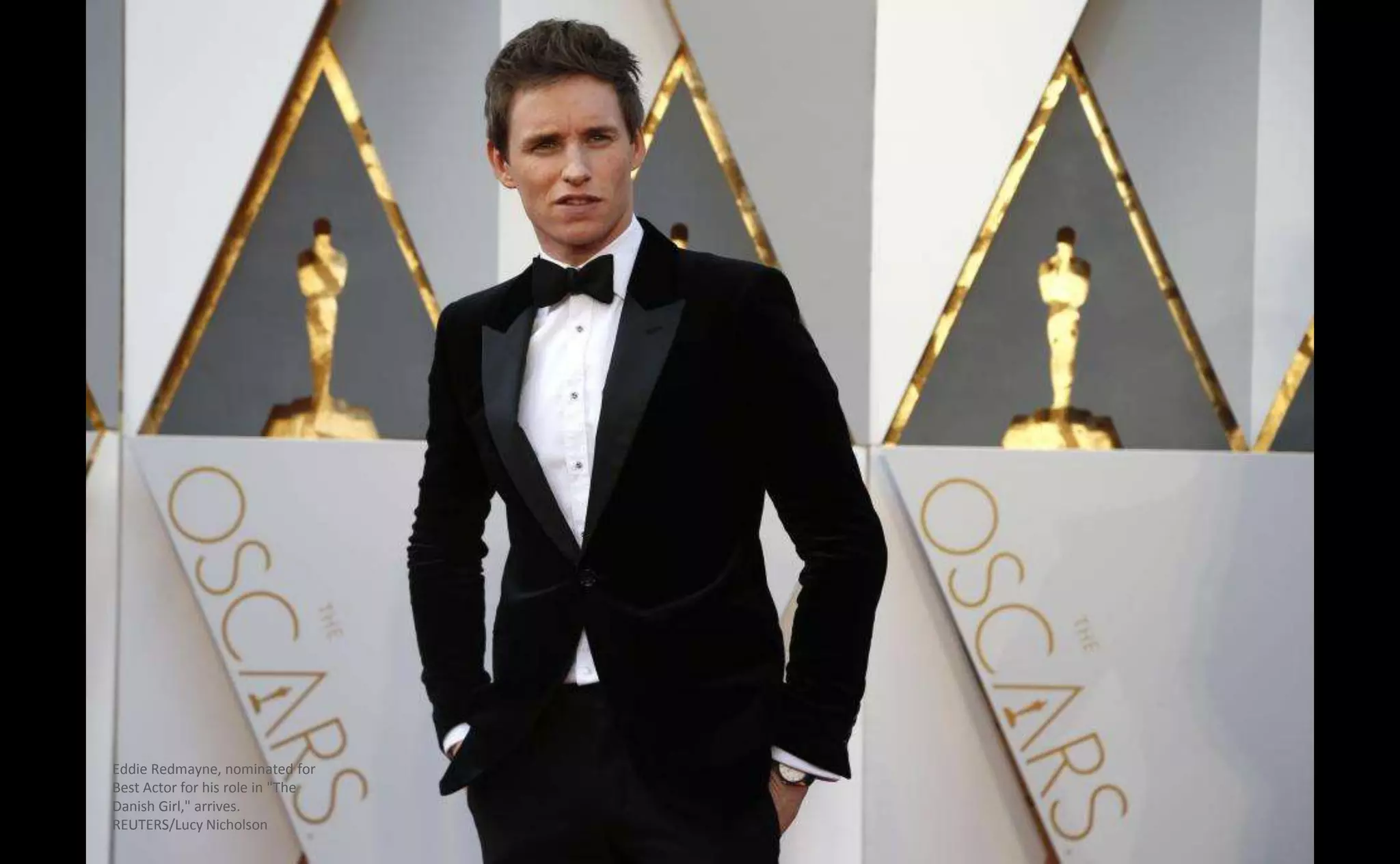 Eddie Redmayne, nominated for
Best Actor for his role in "The
Danish Girl," arrives.
REUTERS/Lucy Nicholson
 