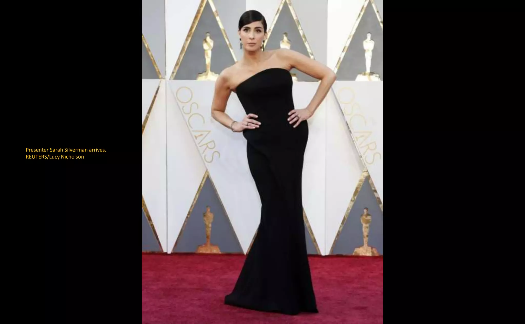 Presenter Sarah Silverman arrives.
REUTERS/Lucy Nicholson
 