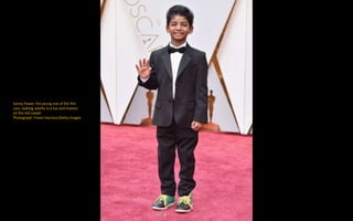 Sunny Pawar, the young star of the film
Lion, looking adorbs in a tux and trainers
on the red carpet
Photograph: Frazer Ha...