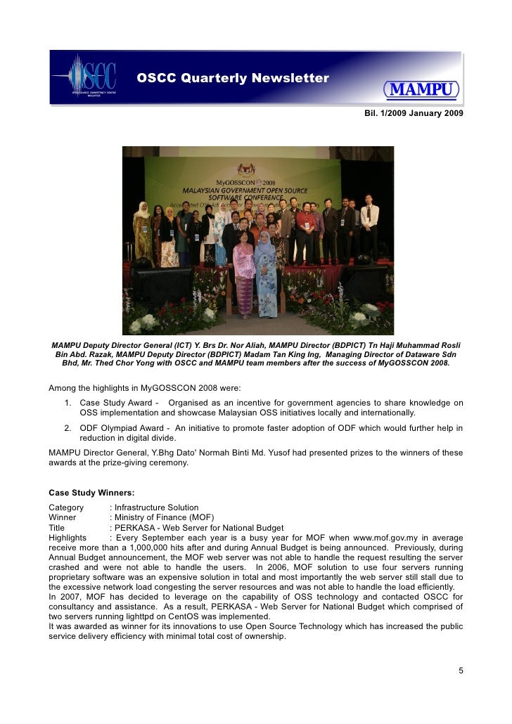 Oscc Mampu Malaysia January 2009 E Newsletter