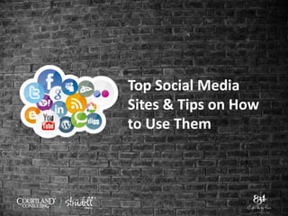 Top Social Media
Sites & Tips on How
to Use Them
 