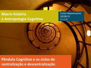 Macro-história
e Antropologia Cognitiva
Pêndulo Cognitivo e os ciclos de
centralização e descentralização
Carlos Nepomuceno
20/08/15
V 1.1.0
 
