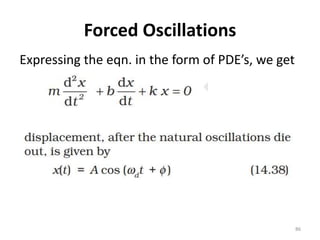 Forced Oscillations
86
Expressing the eqn. in the form of PDE’s, we get
 