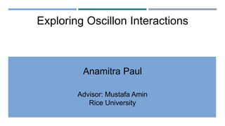 Exploring Oscillon Interactions
Anamitra Paul
Advisor: Mustafa Amin
Rice University
 