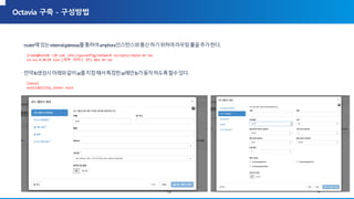 [nova]
availability_zone= ssss
[root@test8 ~]# cat /etc/sysconfig/network-scripts/route-br-ex
xx.xx.4.0/24 via [외부 서비스 IP] dev br-ex
14
 