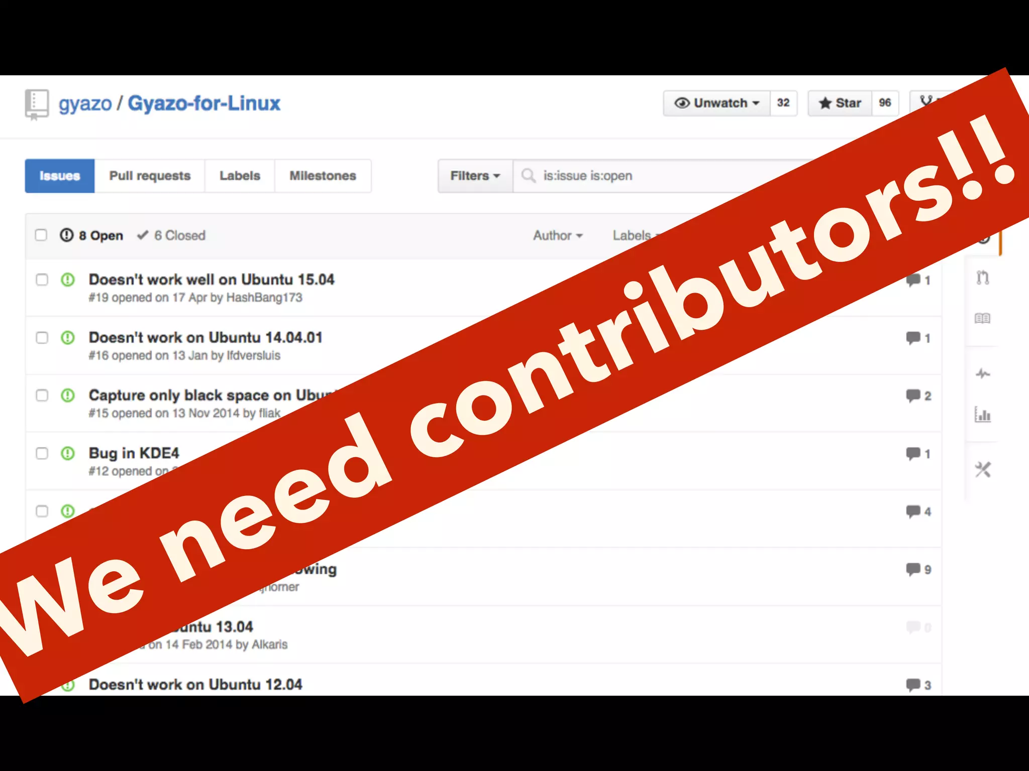 We need contributors!!
 