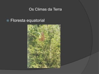 Os Climas da Terra
 Floresta equatorial
 