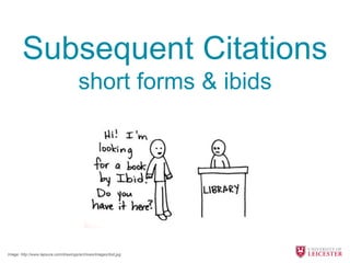 Subsequent Citations
short forms & ibids
Image: http://www.lapsura.com/drawings/archives/images/ibid.jpg
 