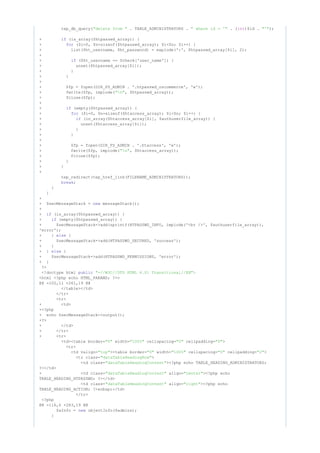 tep_db_query( . TABLE_ADMINISTRATORS . . ( )$id . );"delete from " " where id = '" int "'"
+ (is_array($htpasswd_array)) {if
+ ($i=0, $n=sizeof($htpasswd_array); $i<$n; $i++) {for
+ list($ht_username, $ht_password) = explode(':', $htpasswd_array[$i], 2);
+
+ ($ht_username == $check['user_name']) {if
+ unset($htpasswd_array[$i]);
+ }
+ }
+
+ $fp = fopen(DIR_FS_ADMIN . '.htpasswd_oscommerce', 'w');
+ fwrite($fp, implode( , $htpasswd_array));"n"
+ fclose($fp);
+
+ (empty($htpasswd_array)) {if
+ ($i=0, $n=sizeof($htaccess_array); $i<$n; $i++) {for
+ (in_array($htaccess_array[$i], $authuserfile_array)) {if
+ unset($htaccess_array[$i]);
+ }
+ }
+
+ $fp = fopen(DIR_FS_ADMIN . '.htaccess', 'w');
+ fwrite($fp, implode( , $htaccess_array));"n"
+ fclose($fp);
+ }
+ }
+
tep_redirect(tep_href_link(FILENAME_ADMINISTRATORS));
;break
}
}
+
+ $secMessageStack = messageStack();new
+
+ (is_array($htpasswd_array)) {if
+ (empty($htpasswd_array)) {if
+ $secMessageStack->add(sprintf(HTPASSWD_INFO, implode('<br />', $authuserfile_array)),
'error');
+ } {else
+ $secMessageStack->add(HTPASSWD_SECURED, 'success');
+ }
+ } {else
+ $secMessageStack->add(HTPASSWD_PERMISSIONS, 'error');
+ }
?>
<!doctype html public "- >//W3C//DTD HTML 4.01 Transitional//EN"
<html <?php echo HTML_PARAMS; ?>>
@@ -102,11 +261,19 @@
</table></td>
</tr>
<tr>
+ <td>
+<?php
+ echo $secMessageStack->output();
+?>
+ </td>
+ </tr>
+ <tr>
<td><table border= width= cellspacing= cellpadding= >"0" "100%" "0" "0"
<tr>
<td valign= ><table border= width= cellspacing= cellpadding= >"top" "0" "100%" "0" "2"
<tr class= >"dataTableHeadingRow"
<td class= ><?php echo TABLE_HEADING_ADMINISTRATORS;"dataTableHeadingContent"
?></td>
+ <td class= align= ><?php echo"dataTableHeadingContent" "center"
TABLE_HEADING_HTPASSWD; ?></td>
<td class= align= ><?php echo"dataTableHeadingContent" "right"
TABLE_HEADING_ACTION; ?>&nbsp;</td>
</tr>
<?php
@@ -116,6 +283,19 @@
$aInfo = objectInfo($admins);new
}
 