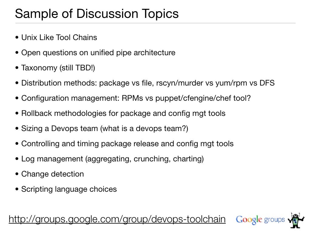 Sample of Discussion Topics