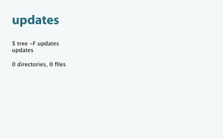 updates
$ tree -F updates
updates

0 directories, 0 ﬁles
 