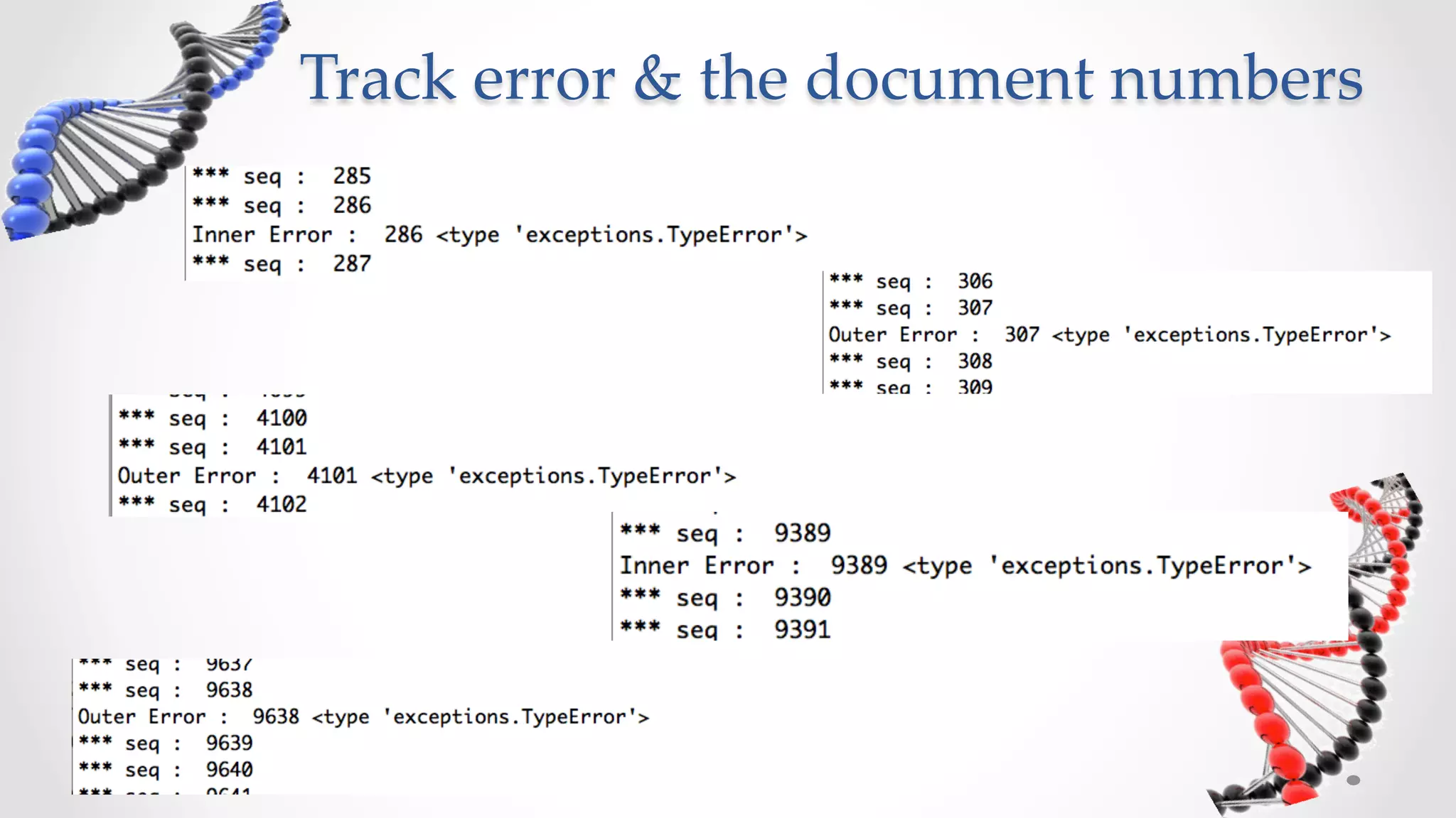Track  error  &  the  document  numbers	
 