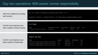 IBM Bluemix Containers vs Serverless@DanielKrook
Day two operations: With power comes responsibility
Add more resilience b...