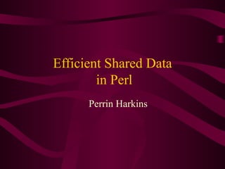 Efficient Shared Data  in Perl ,[object Object]