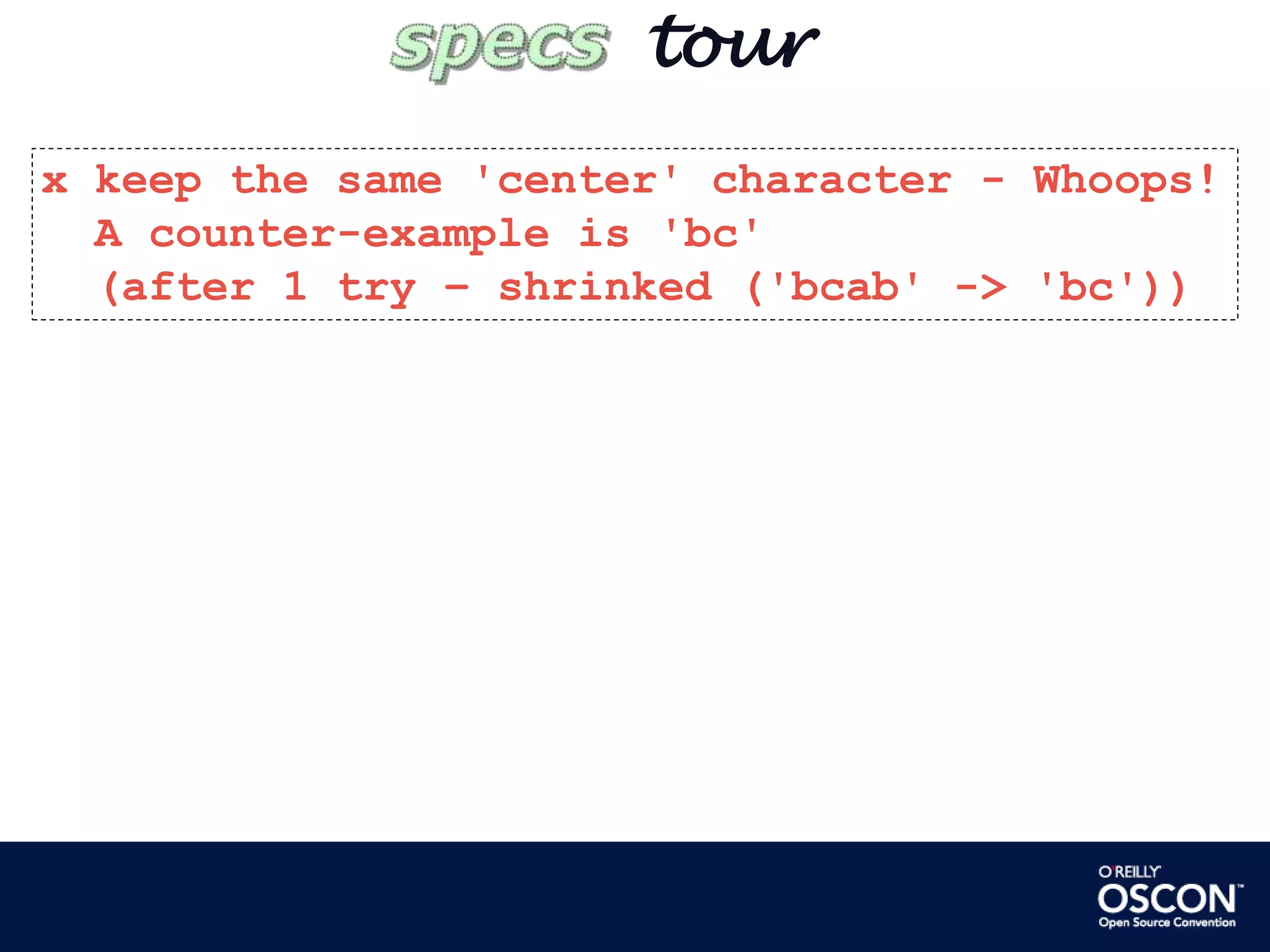        tourx keep the same 'center' character - Whoops!  A counter-example is 'bc'   (after 1 try – shrinked ('bcab' -> 'bc'))