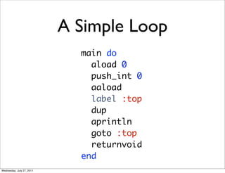 A Simple Loop
                             main do
                               aload 0
                               p...