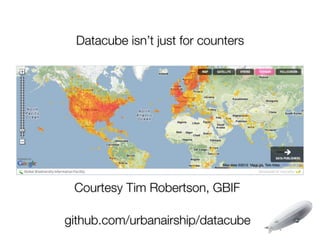 Datacube isn’t just for counters




 Courtesy Tim Robertson, GBIF

github.com/urbanairship/datacube
 
