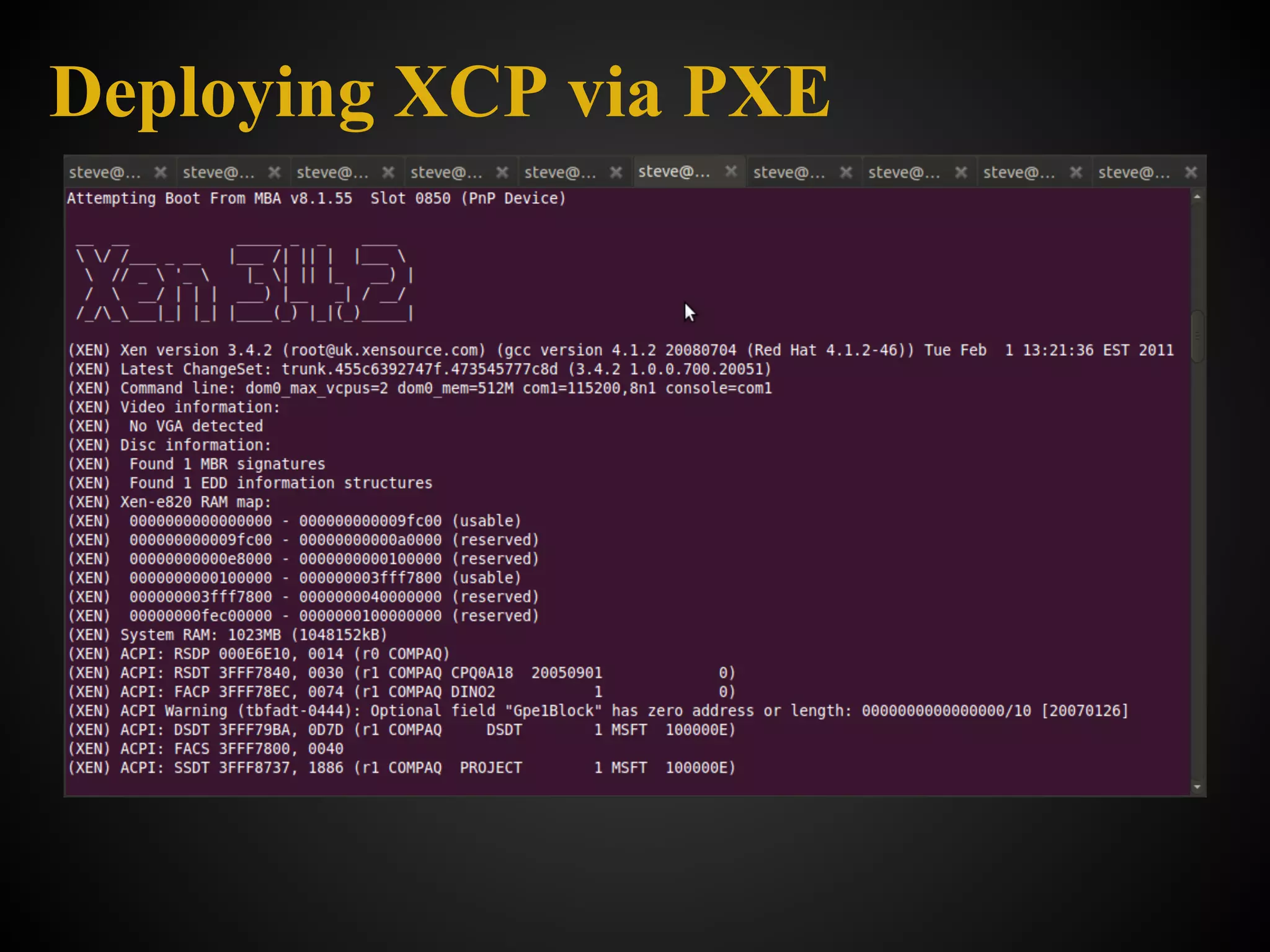 Deploying XCP via PXE
 