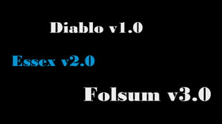 Diablo v1.0

Essex v2.0

        Folsum v3.0
 