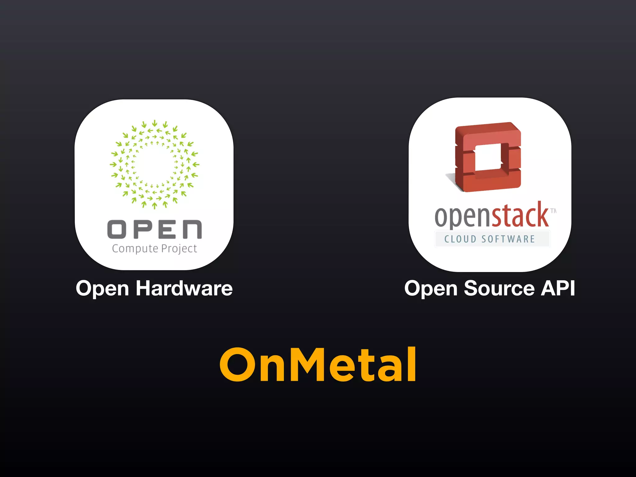Open Hardware Open Source API
OnMetal
 