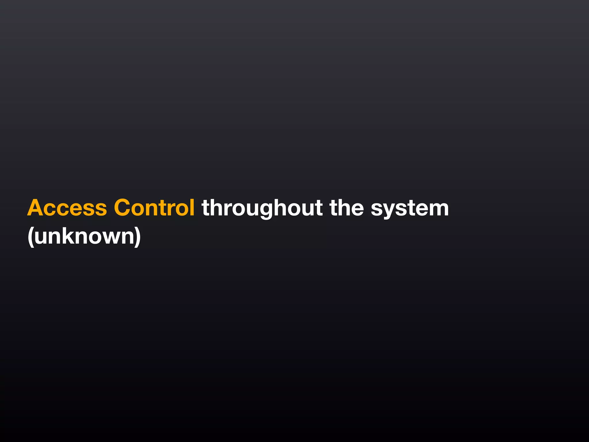 Access Control throughout the system
(unknown)
 