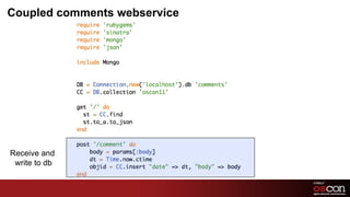 Coupled comments webservice Receive and  write to db 