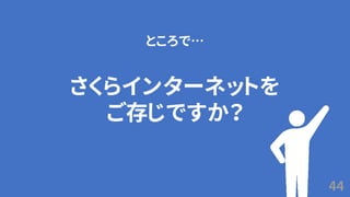 44
さくらインターネットを
ご存じですか？
ところで…
 