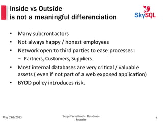 Inside vs Outside
is not a meaningful differenciation
•  Many	
  subcrontactors	
  
•  Not	
  always	
  happy	
  /	
  hone...