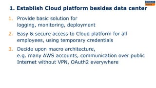 5. Repeat until done
1. After the migration is before the next migration,
e.g. to the next Cloud platform
2. "Remaining" s...