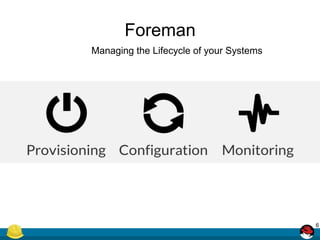 Foreman
Managing the Lifecycle of your Systems
6
 