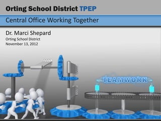 Orting School District TPEP
Central Office Working Together
Dr. Marci Shepard
Orting School District
November 13, 2012
 