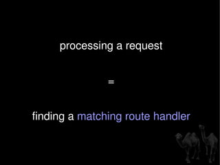 processing a request = finding a  matching route handler 