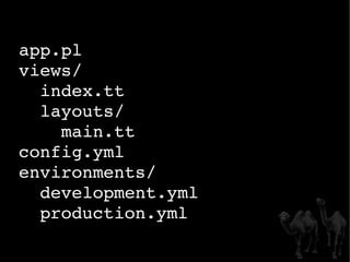 app.pl views/ index.tt layouts/ main.tt config.yml environments/ development.yml production.yml 