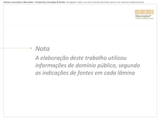Nota A elaboração deste trabalho utilizou informações de domínio público, segundo as indicações de fontes em cada lâmina 