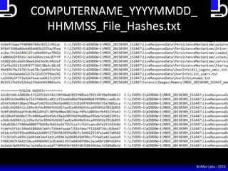 COMPUTERNAME_YYYYMMDD_
HHMMSS_File_Hashes.txt
BriMor Labs - 2015
 
